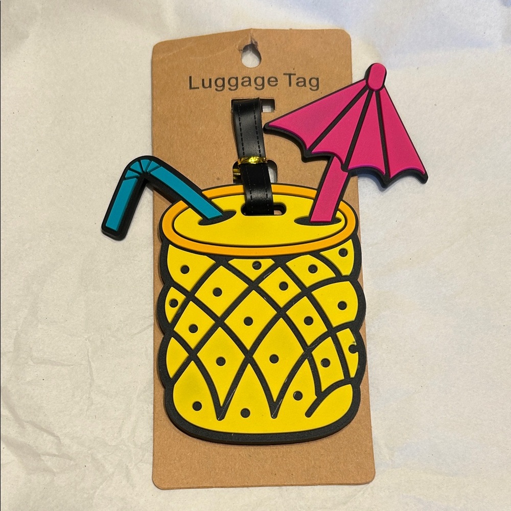 Pineapple Drink Luggage Tag - Yellow and Pink